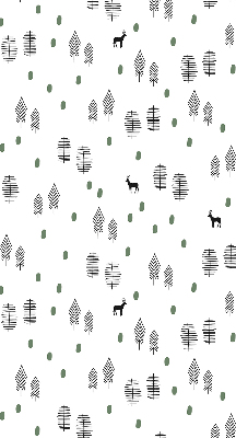 Blackout roller blind for window Drawn trees and deer