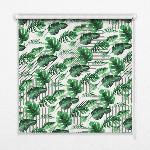 Fabric roller blind for window Tropical leaves