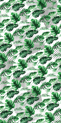 Fabric roller blind for window with tropical leaves print