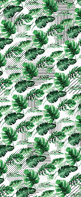 Fabric roller blind for window with tropical leaves print