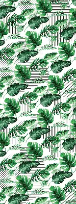 Fabric roller blind for window with tropical leaves print