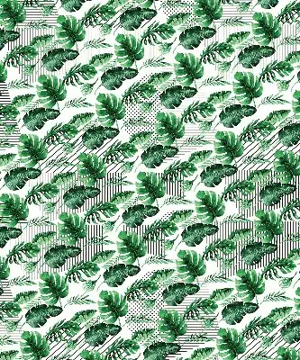 Fabric roller blind for window with tropical leaves print