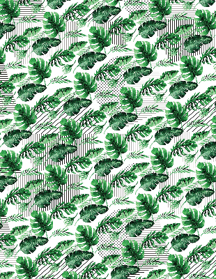 Fabric roller blind for window Tropical leaves