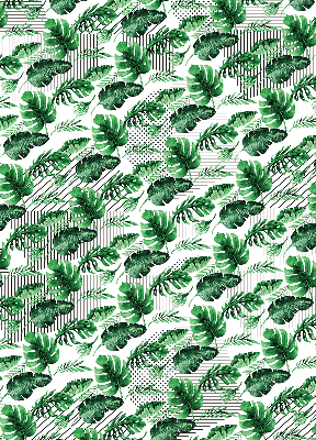 Fabric roller blind for window Tropical leaves