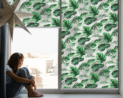 Fabric roller blind for window Tropical leaves