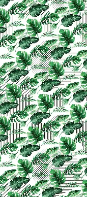 Fabric roller blind for window with tropical leaves print