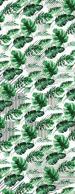 Fabric roller blind for window with tropical leaves print