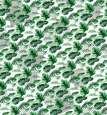 Fabric roller blind for window with tropical leaves print