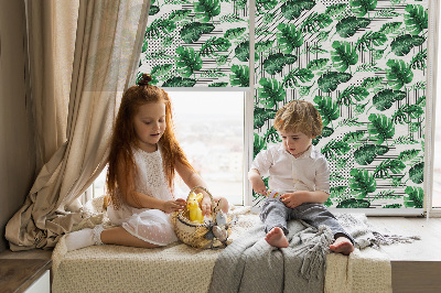 Fabric roller blind for window Tropical leaves