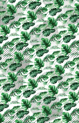 Fabric roller blind for window with tropical leaves print