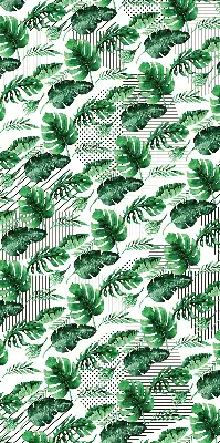 Fabric roller blind for window with tropical leaves print