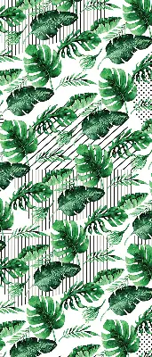 Fabric roller blind for window with tropical leaves print