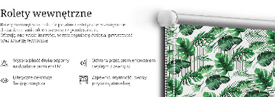 Fabric roller blind for window Tropical leaves