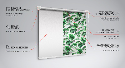 Fabric roller blind for window Tropical leaves