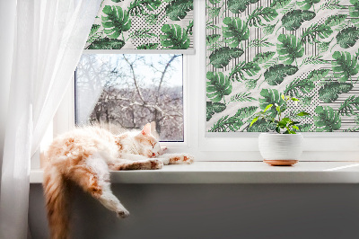 Fabric roller blind for window Tropical leaves