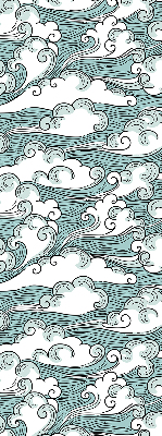 Blackout roller blind with clouds and wind pattern
