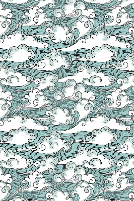 Blackout roller blind with clouds and wind pattern