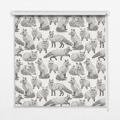 Fabric roller blind for window Gray foxes