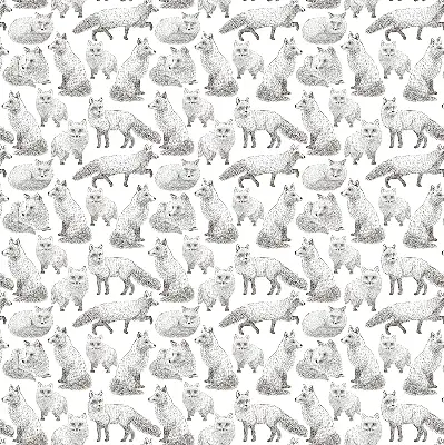 Fabric roller blind for window gray foxes pattern