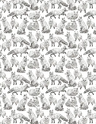 Fabric roller blind for window gray foxes pattern