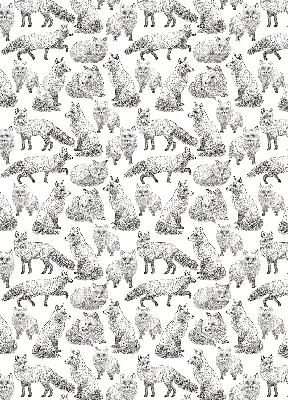 Fabric roller blind for window gray foxes pattern