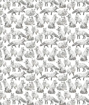 Fabric roller blind for window gray foxes pattern