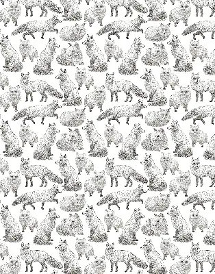 Fabric roller blind for window gray foxes pattern