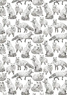 Fabric roller blind for window gray foxes pattern