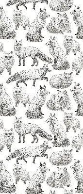 Fabric roller blind for window gray foxes pattern