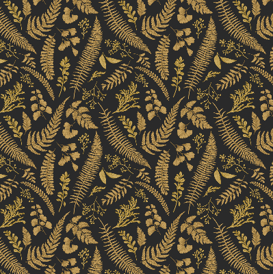 Blackout roller blind with yellow ferns pattern