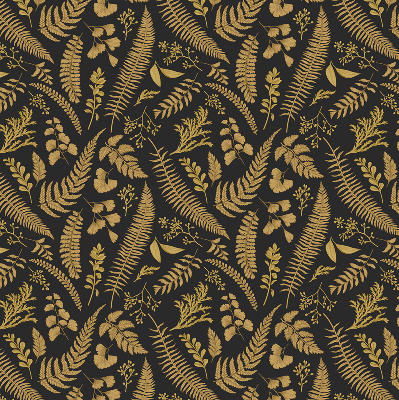 Blackout roller blind Yellow ferns
