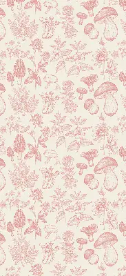 Blackout roller blind with drawn mushrooms pattern