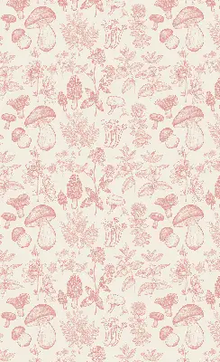 Blackout roller blind with drawn mushrooms pattern