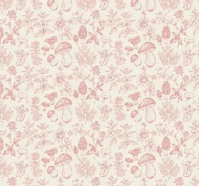 Blackout roller blind with drawn mushrooms pattern