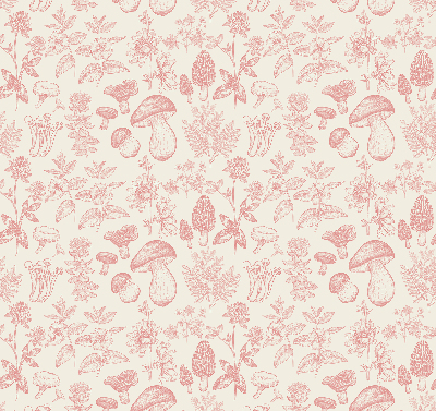 Blackout roller blind with drawn mushrooms pattern