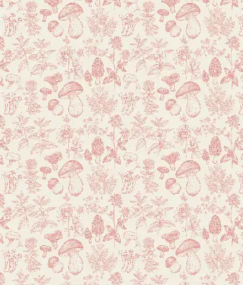 Blackout roller blind with drawn mushrooms pattern