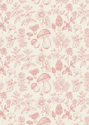 Blackout roller blind with drawn mushrooms pattern