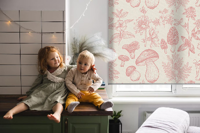 Blackout roller blind for window Drawn mushrooms