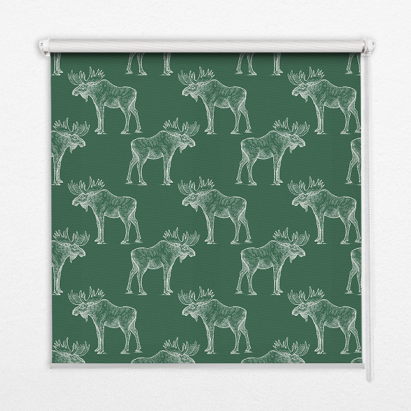 Fabric roller blind for window Green moose