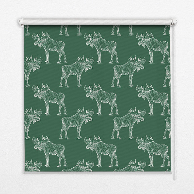 Fabric roller blind for window Green moose