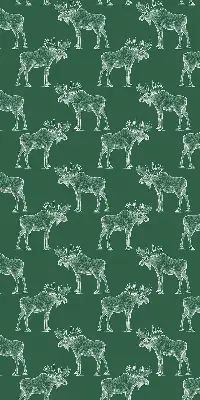 Fabric roller blind for window green moose print