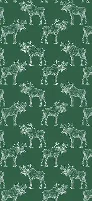 Fabric roller blind for window green moose print