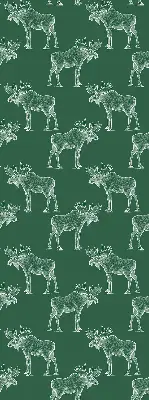 Fabric roller blind for window green moose print