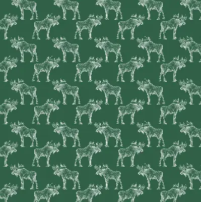 Fabric roller blind for window green moose print