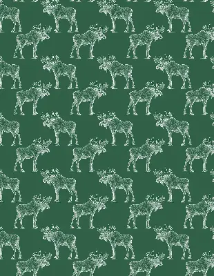 Fabric roller blind for window green moose print