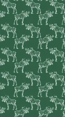 Fabric roller blind for window green moose print