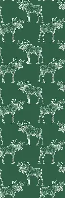 Fabric roller blind for window green moose print