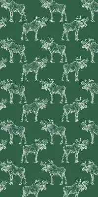 Fabric roller blind for window green moose print