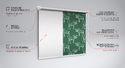 Fabric roller blind for window Green moose