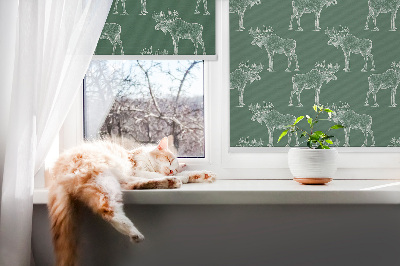 Fabric roller blind for window Green moose